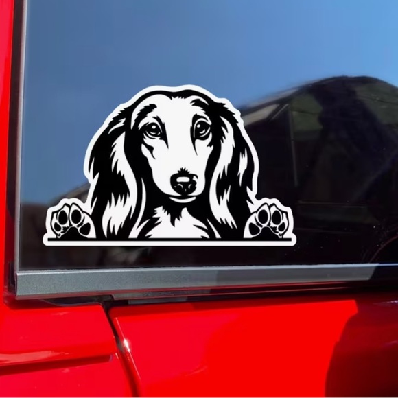 NEW Long Haired Dachshund Dog Car Decal - Picture 2 of 3